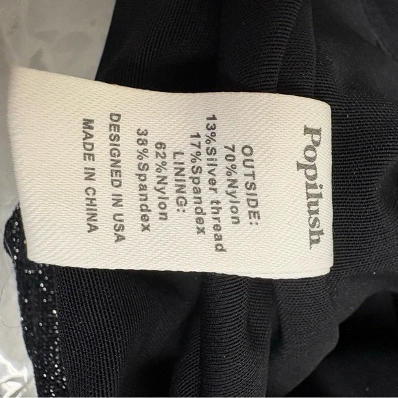 Popilust Black Silver Shimmer Bodysuit Shapewear L - Picture 7 of 8